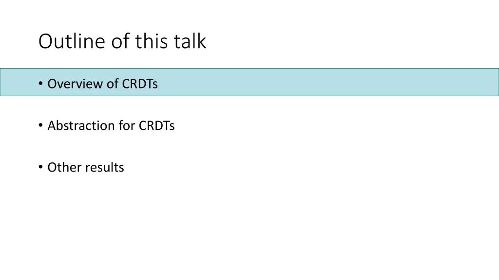 outline of this talk 1