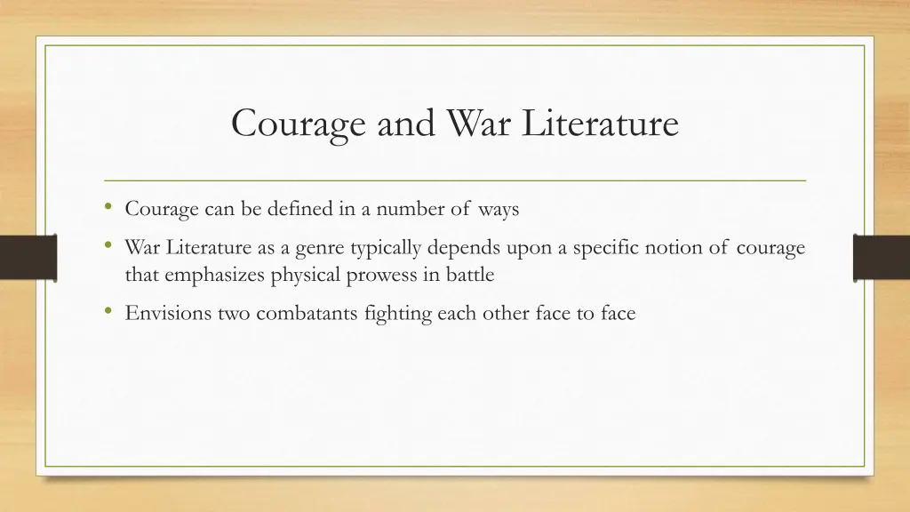 courage and war literature