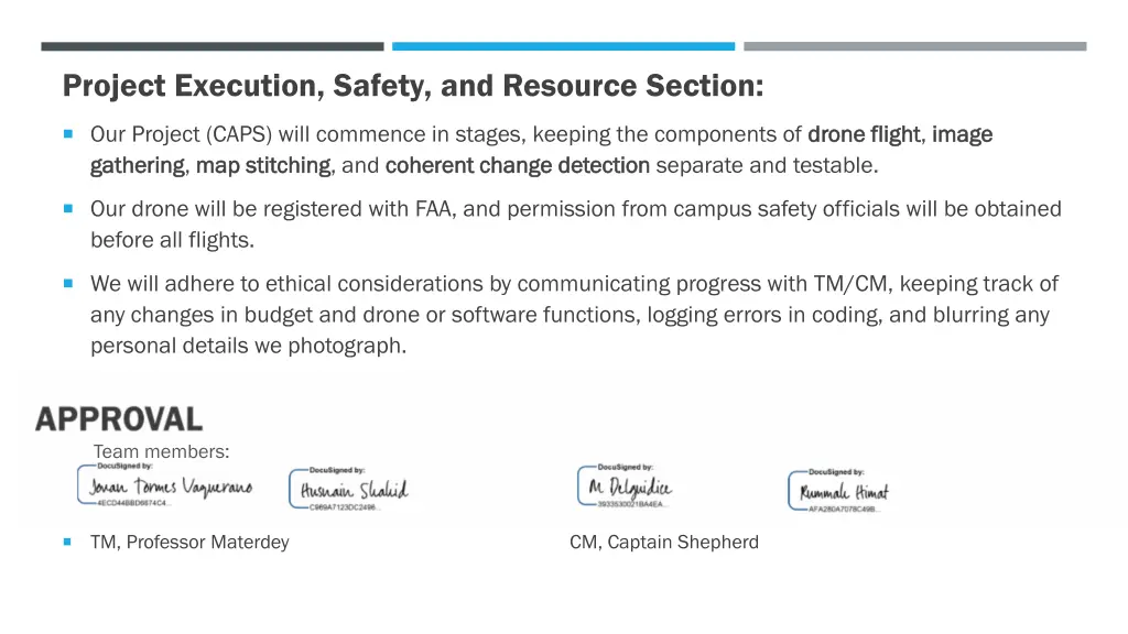 project execution safety and resource section