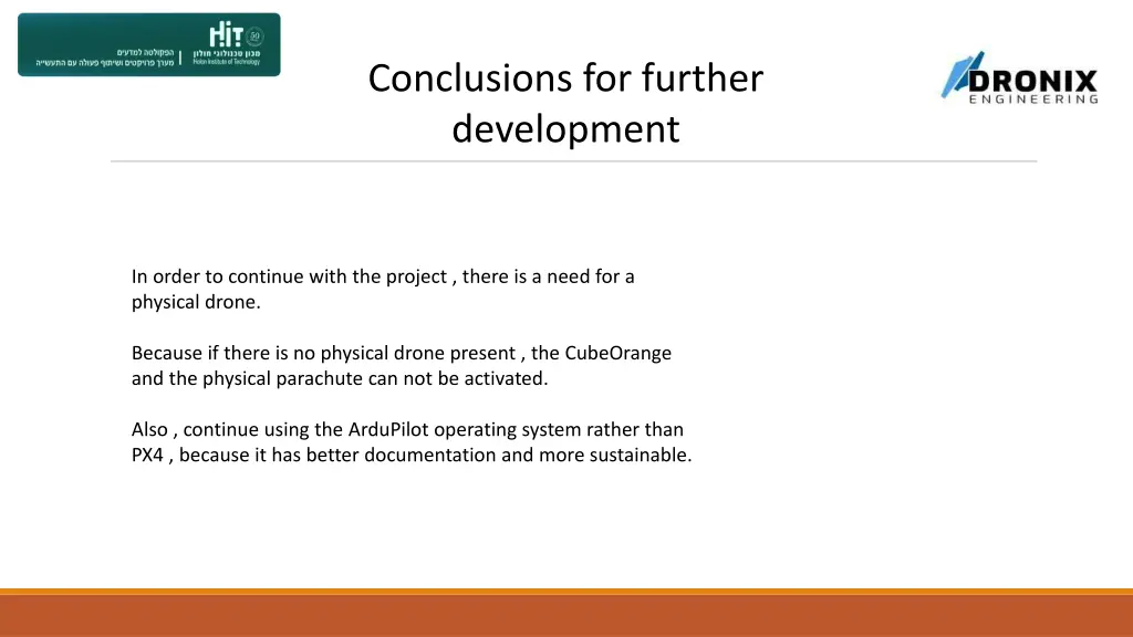 conclusions for further development