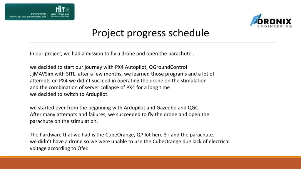 project progress schedule