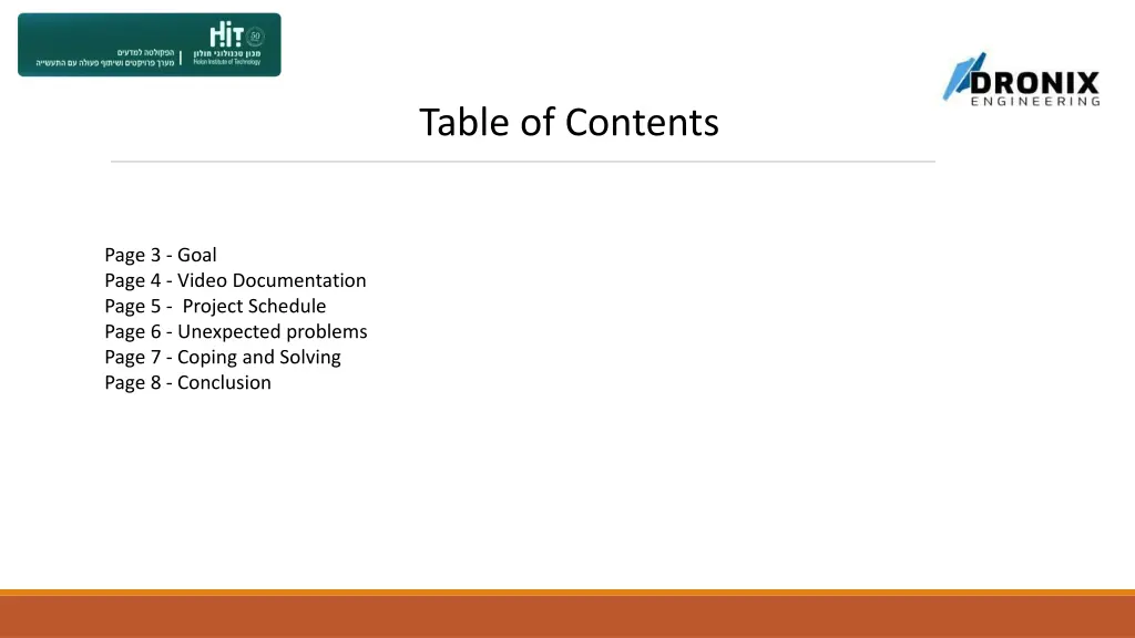 table of contents