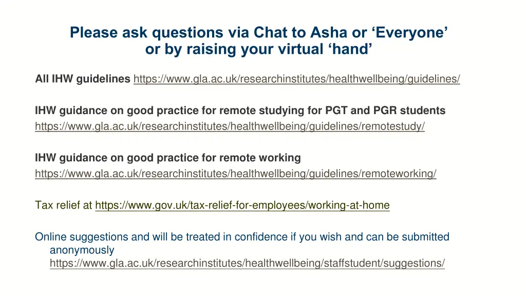 please ask questions via chat to asha or everyone