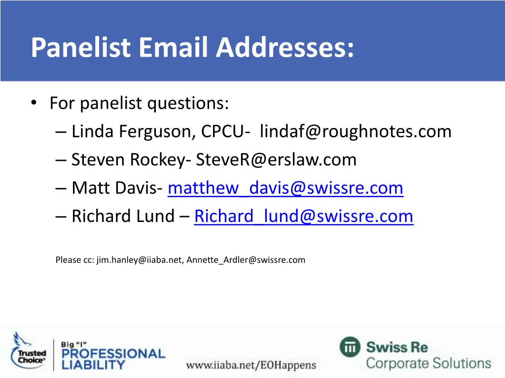 panelist email addresses