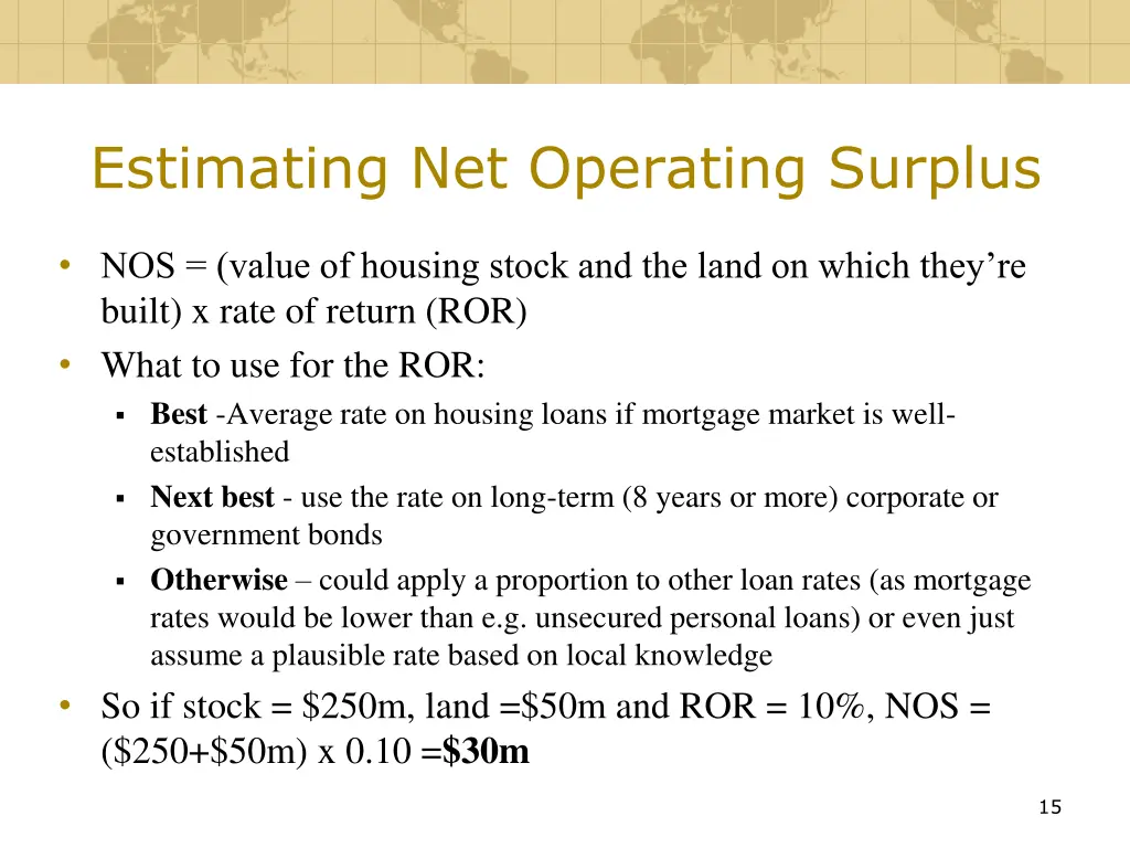 estimating net operating surplus