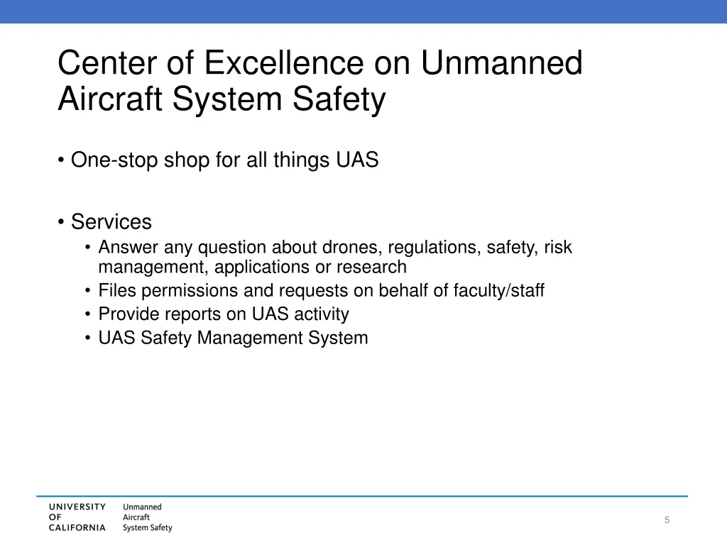 center of excellence on unmanned aircraft system