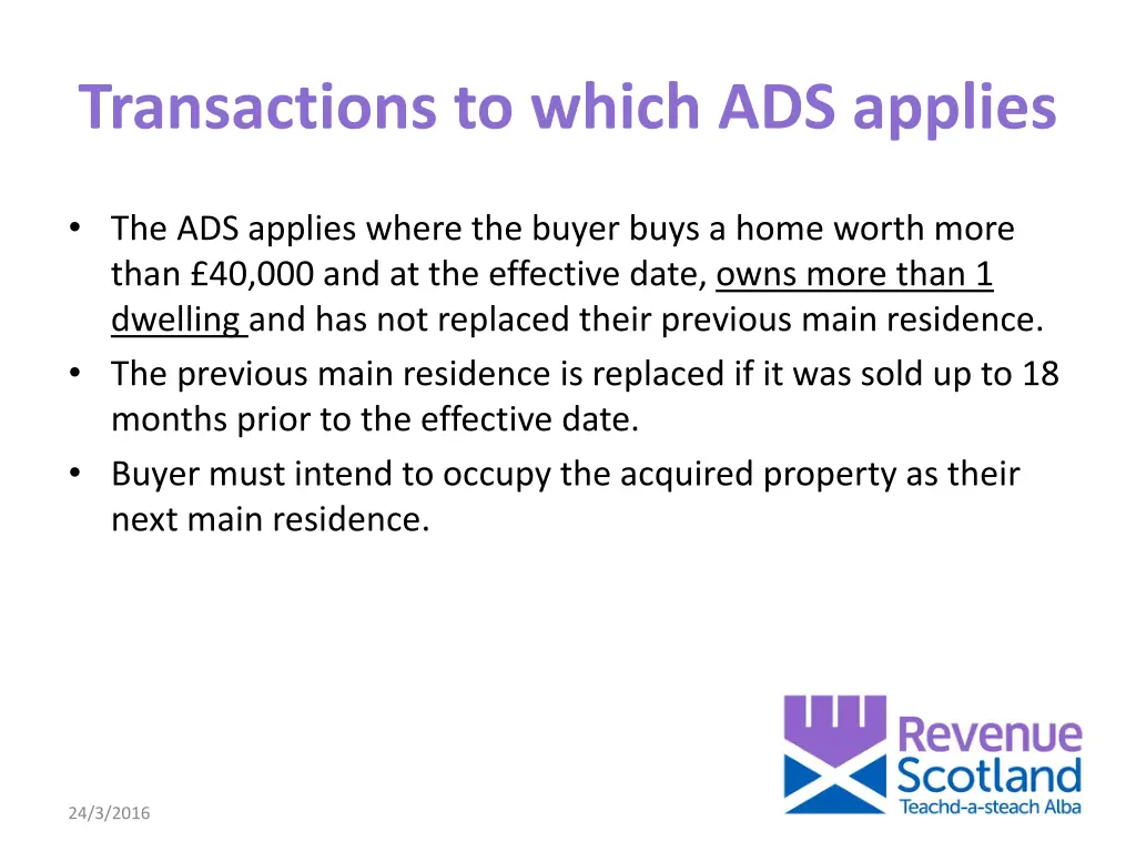 transactions to which ads applies