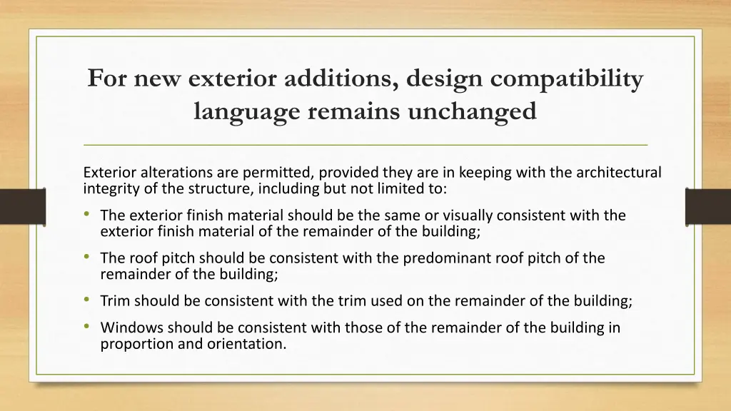 for new exterior additions design compatibility