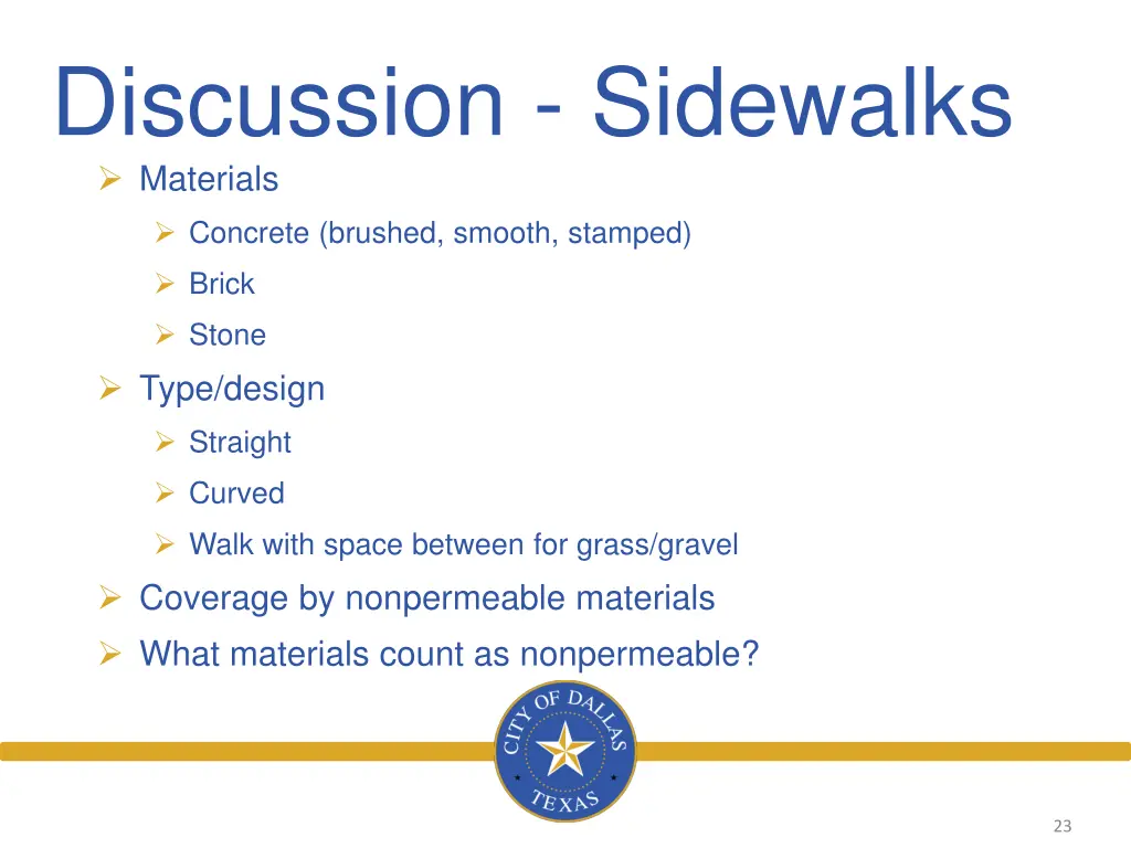 discussion sidewalks materials