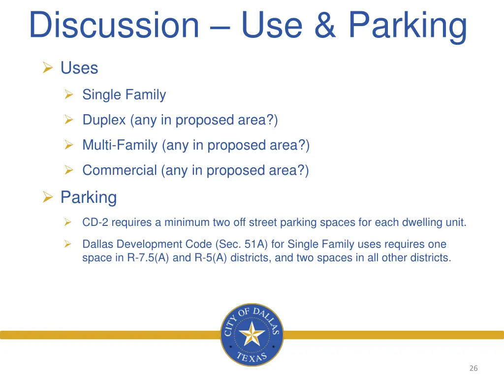 discussion use parking