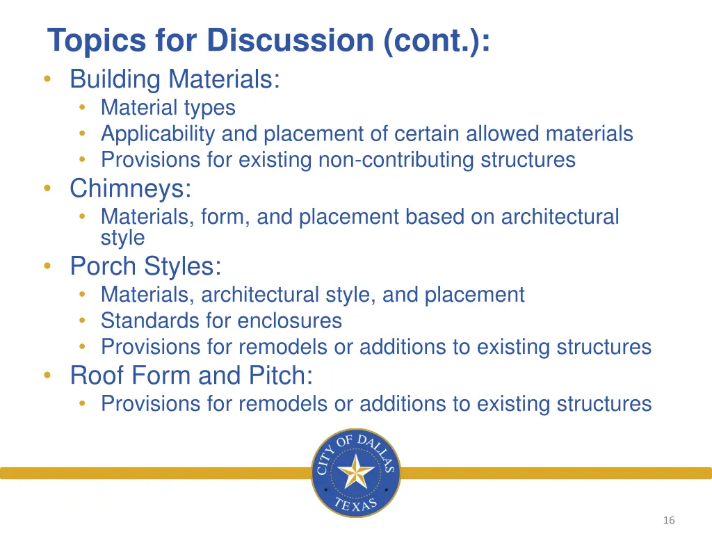 topics for discussion cont building materials