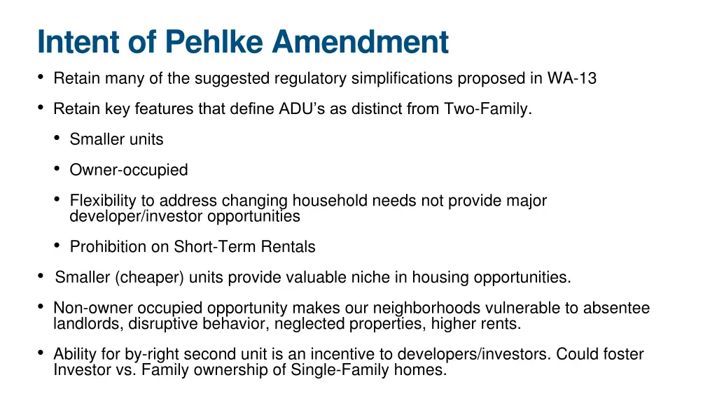 intent of pehlke amendment retain many