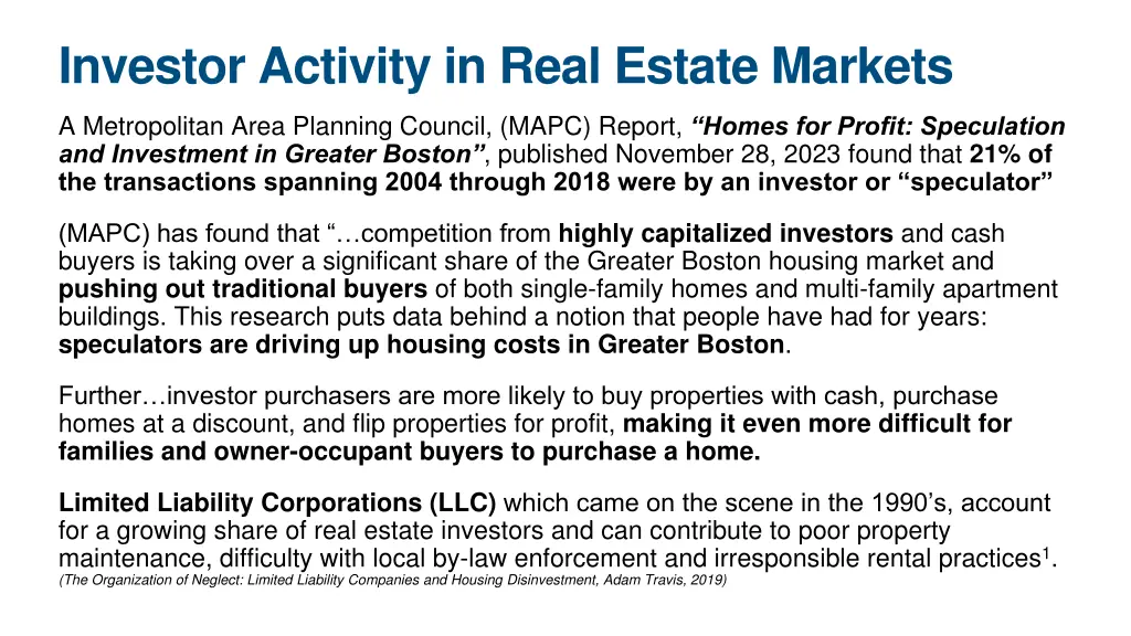 investor activity in real estate markets