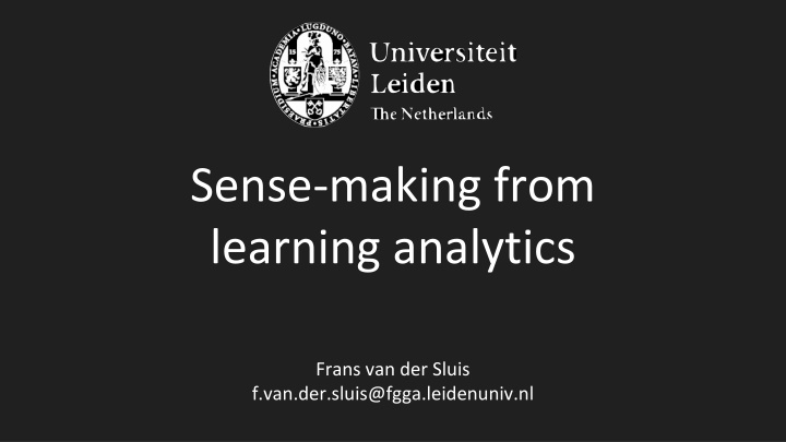 sense making from learning analytics