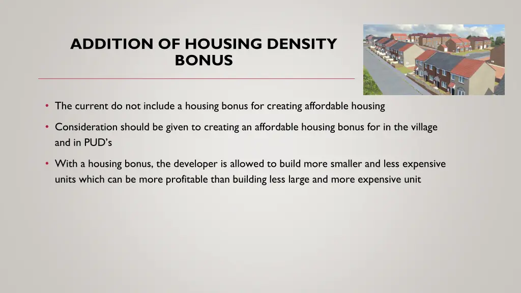 addition of housing density bonus