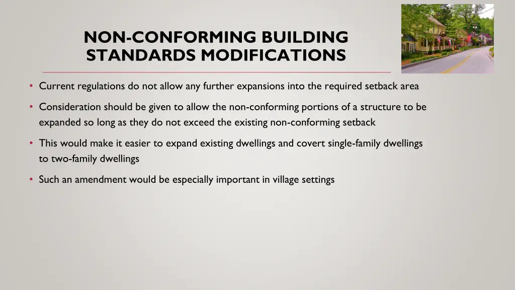 non conforming building standards modifications