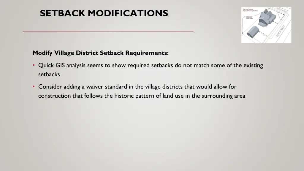 setback modifications