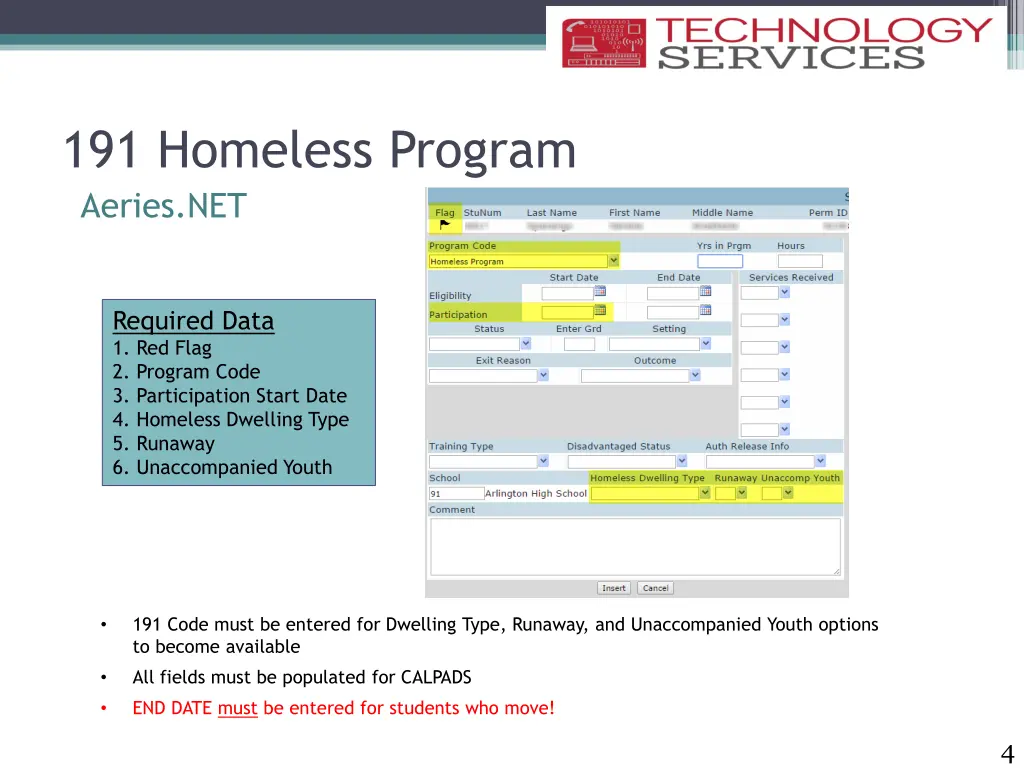 191 homeless program aeries net