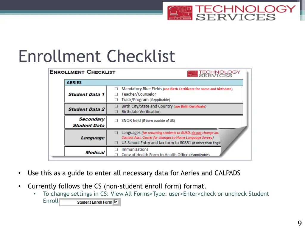 enrollment checklist