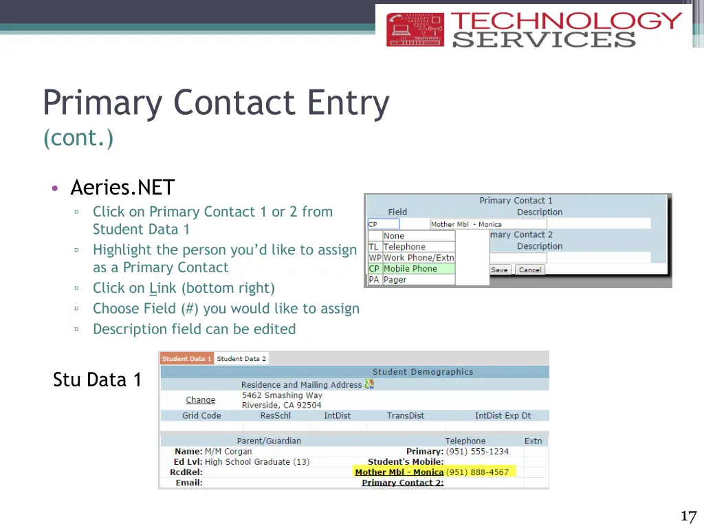 primary contact entry cont 1