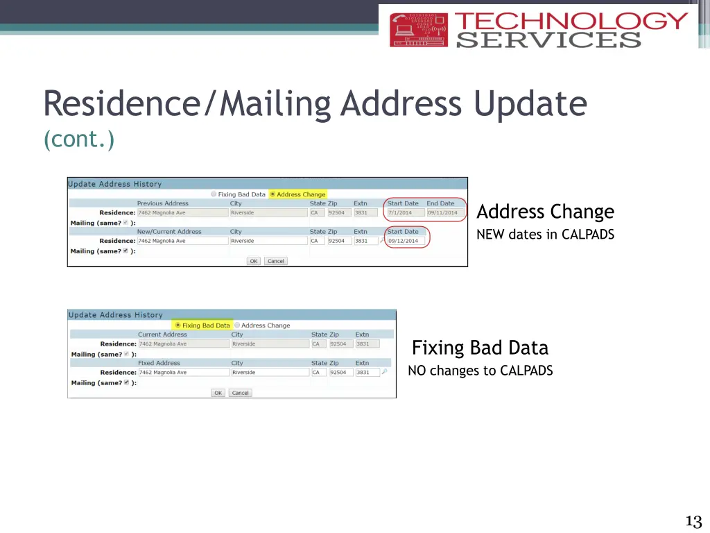 residence mailing address update cont 1