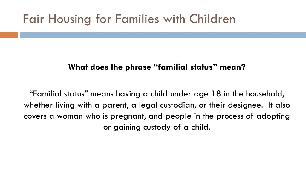 fair housing for families with children