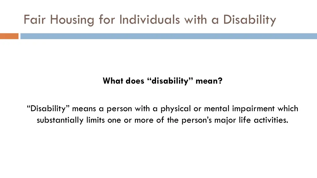 fair housing for individuals with a disability