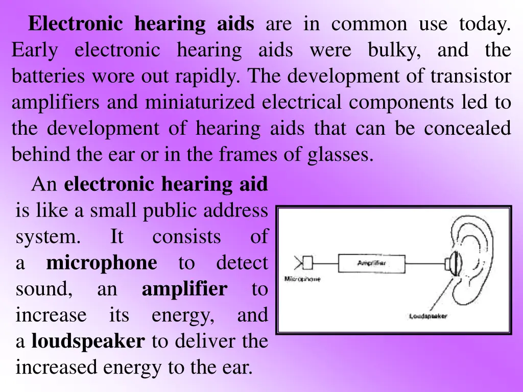 electronic hearing aids are in common use today