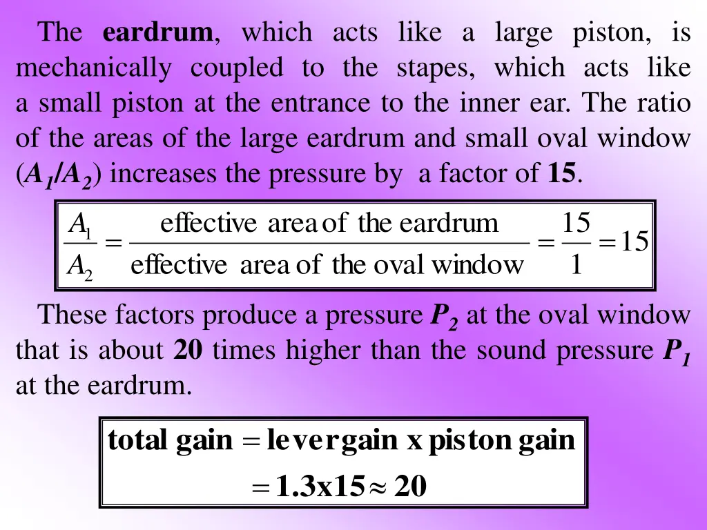 the eardrum which acts like a large piston