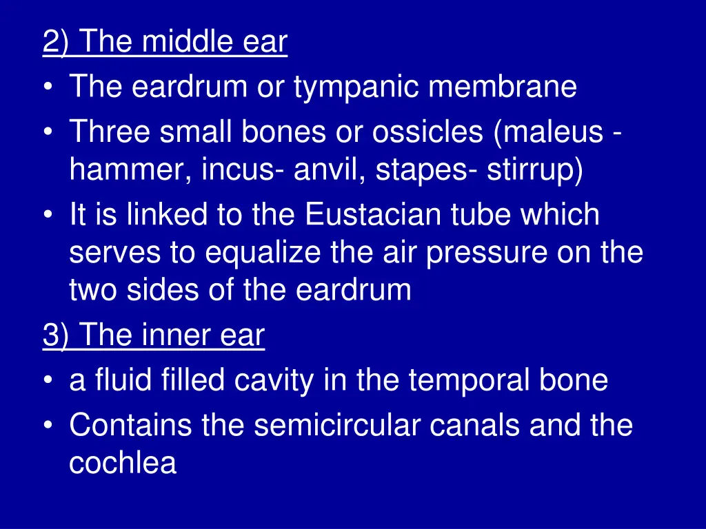 2 the middle ear the eardrum or tympanic membrane