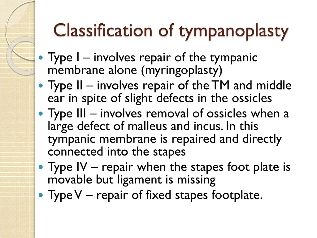 classification of tympanoplasty