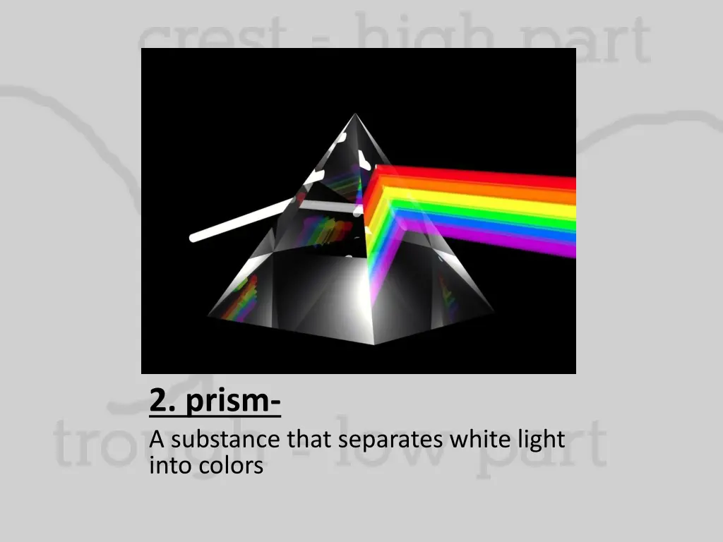 2 prism a substance that separates white light