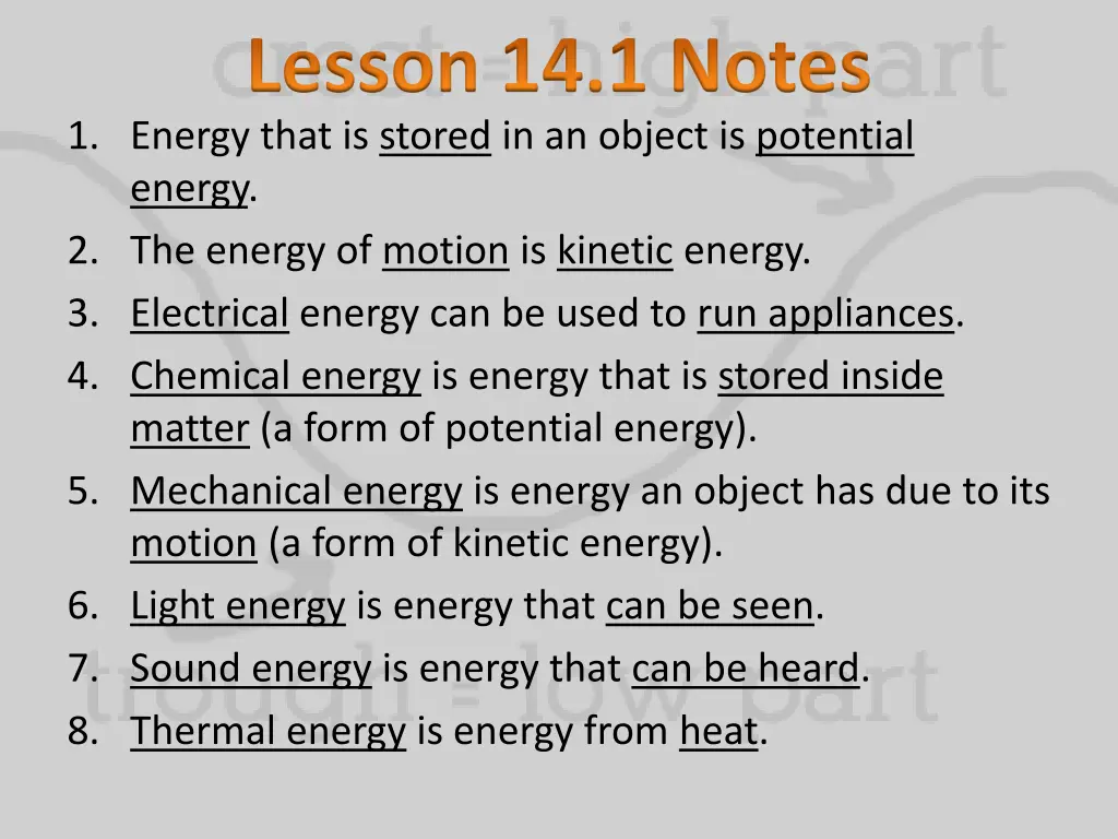 lesson 14 1 notes 1 energy that is stored