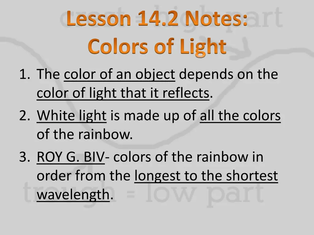 lesson 14 2 notes colors of light