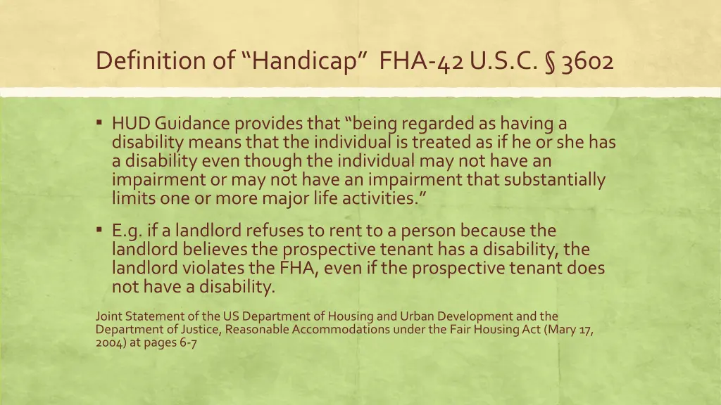 definition of handicap fha 42 u s c 3602