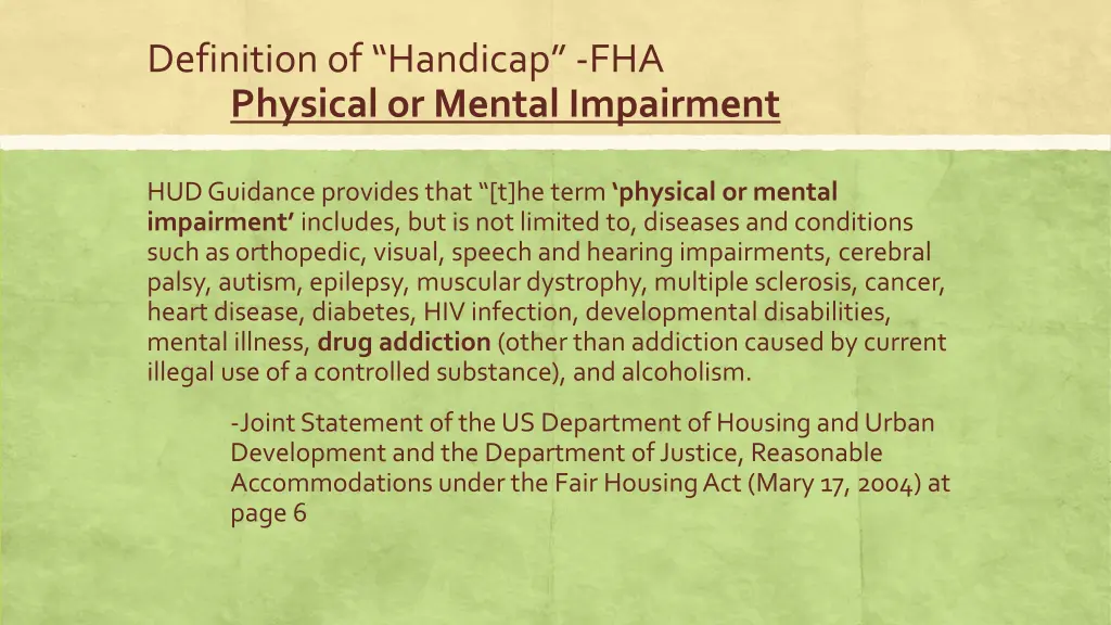 definition of handicap fha physical or mental