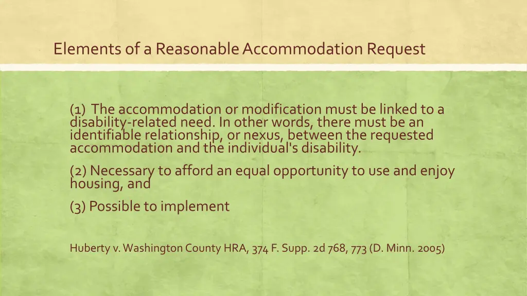 elements of a reasonable accommodation request