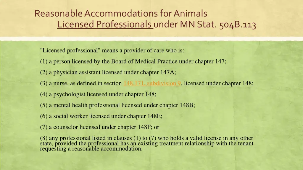 reasonable accommodations for animals licensed