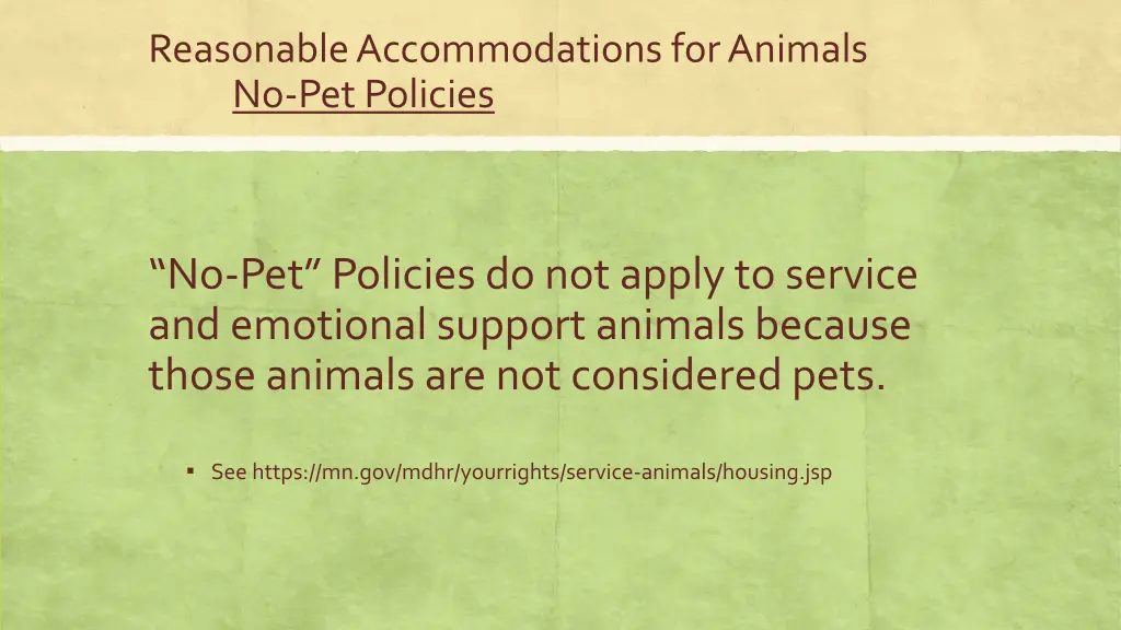 reasonable accommodations for animals