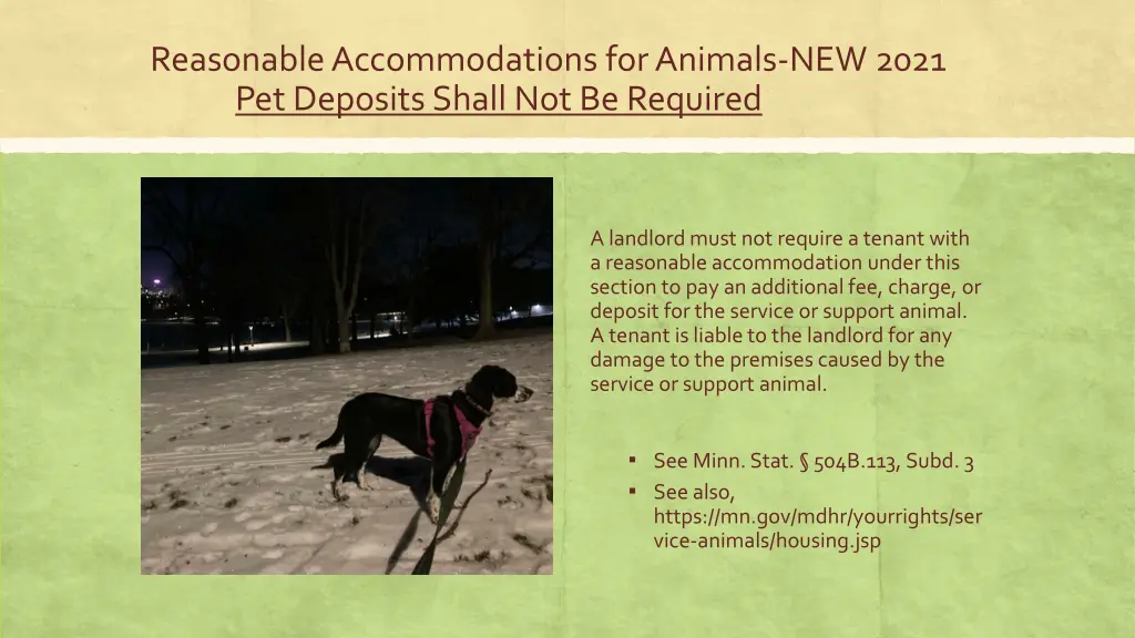 reasonable accommodations for animals new 2021