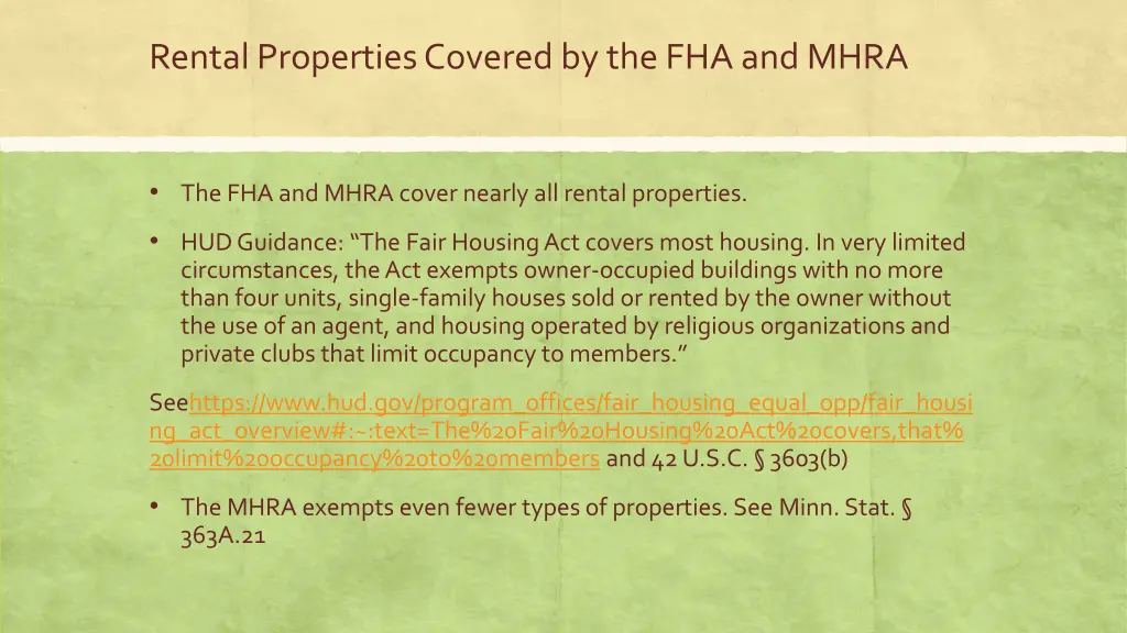 rental properties covered by the fha and mhra