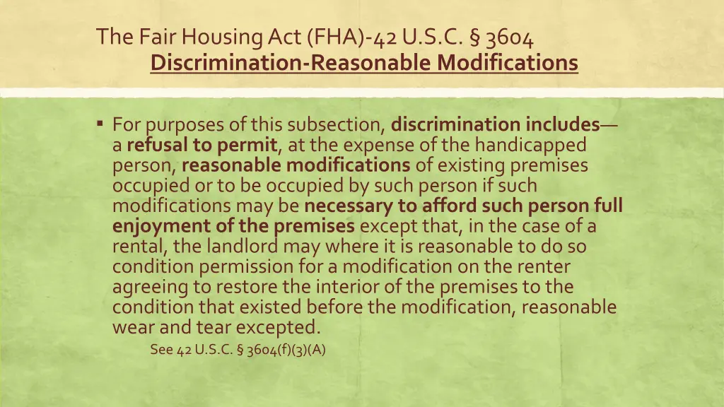 the fair housing act fha 42 u s c 3604