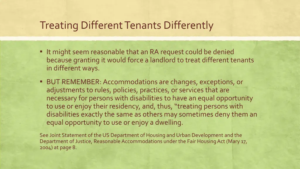 treating different tenants differently