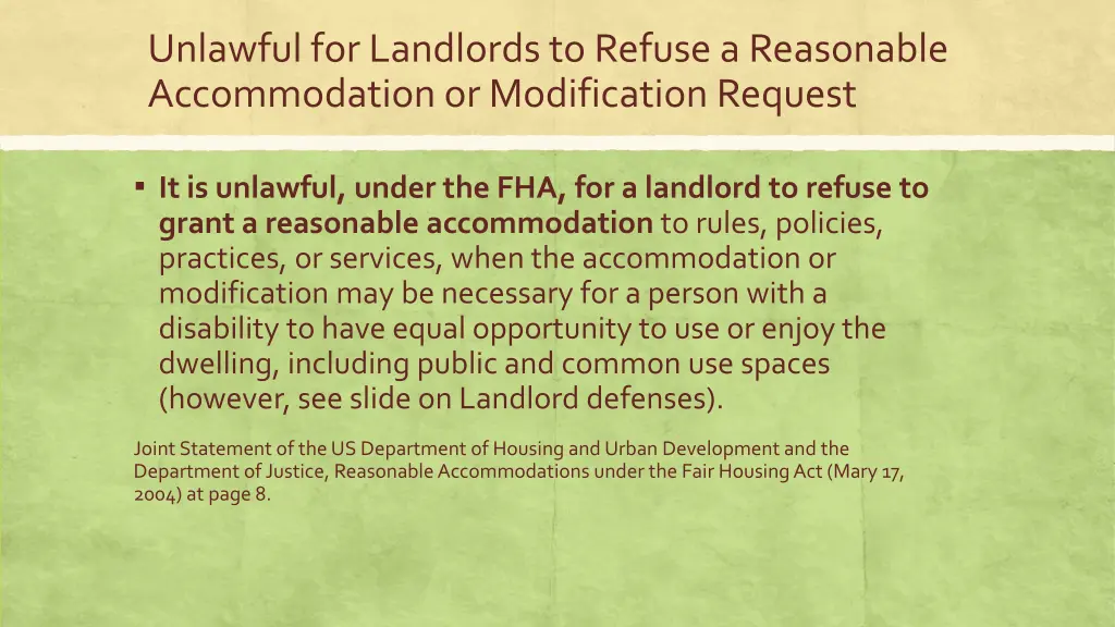 unlawful for landlords to refuse a reasonable