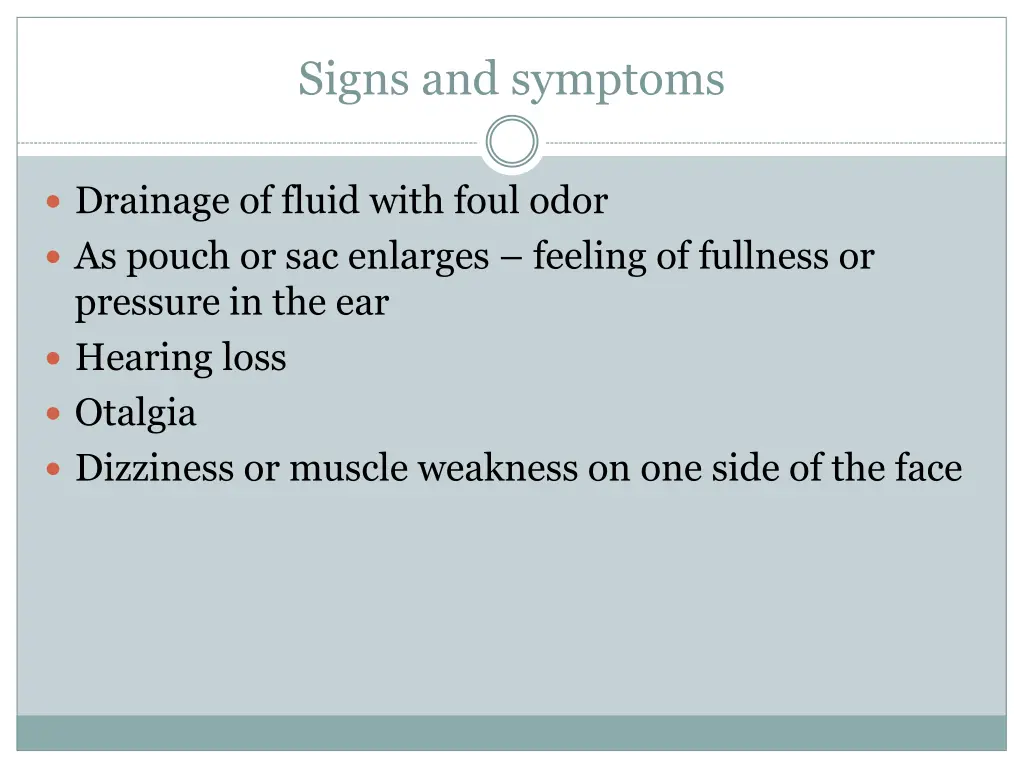 signs and symptoms 1