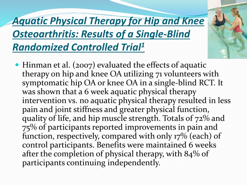 aquatic physical therapy for hip and knee