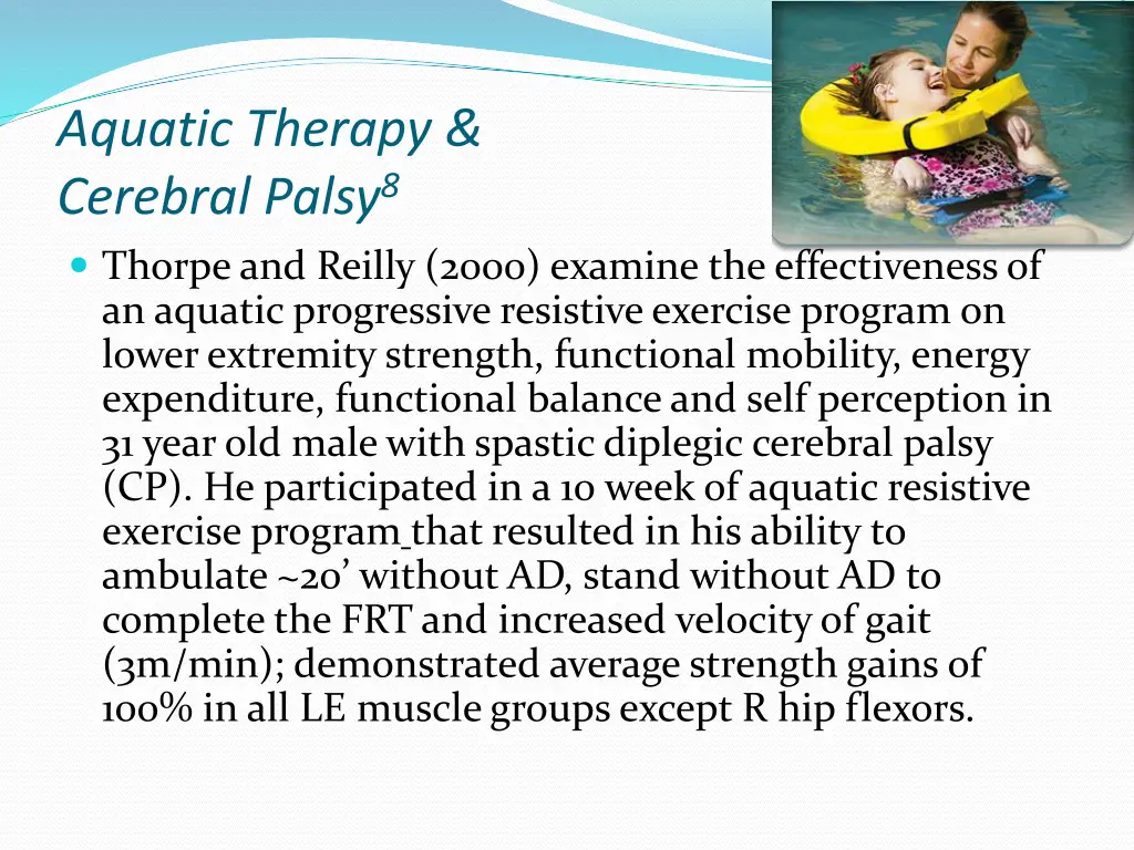 aquatic therapy cerebral palsy 8 thorpe