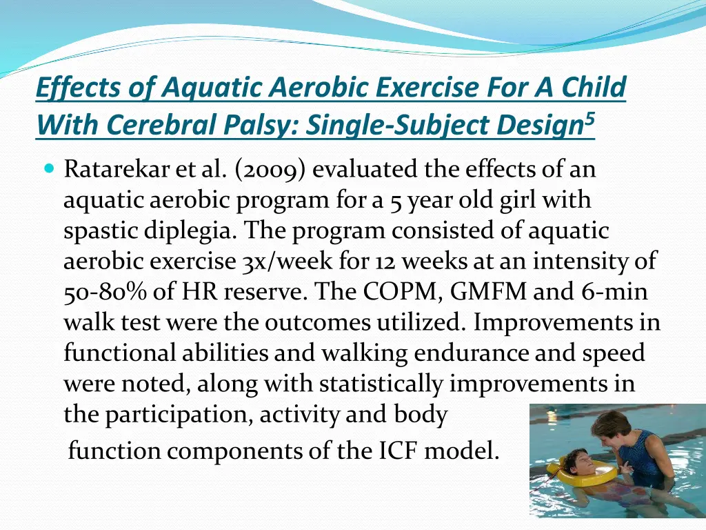 effects of aquatic aerobic exercise for a child