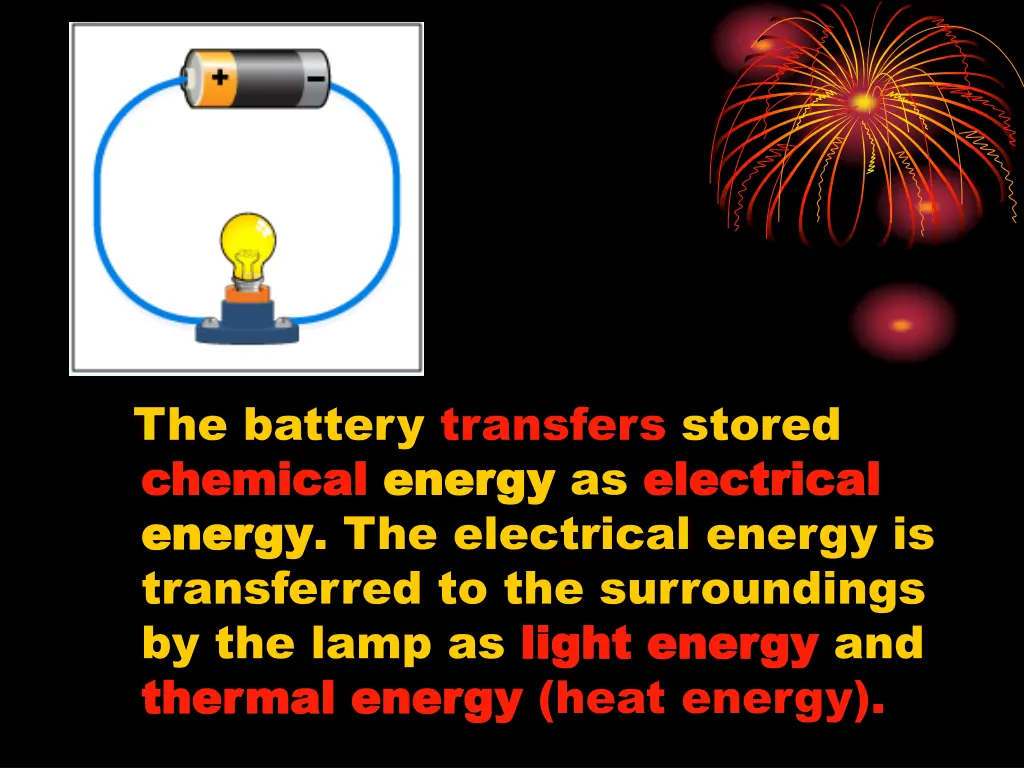 the battery transfers stored chemical chemical