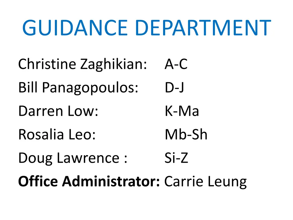 guidance department